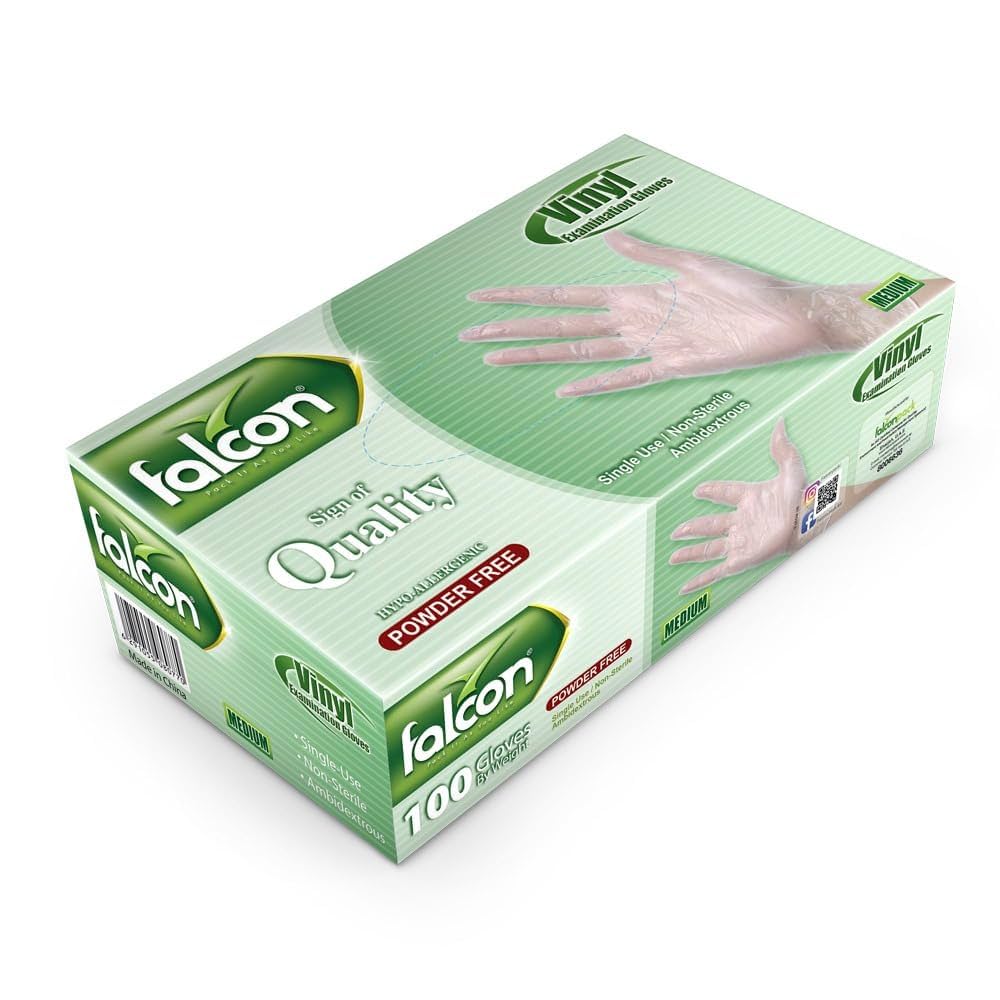 Falcon Hypoallergenic Black Medium Vinyl Gloves