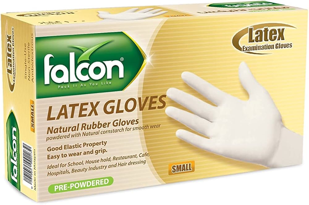 Falcon Small Latex Examination Rubber Gloves 100Per Pack