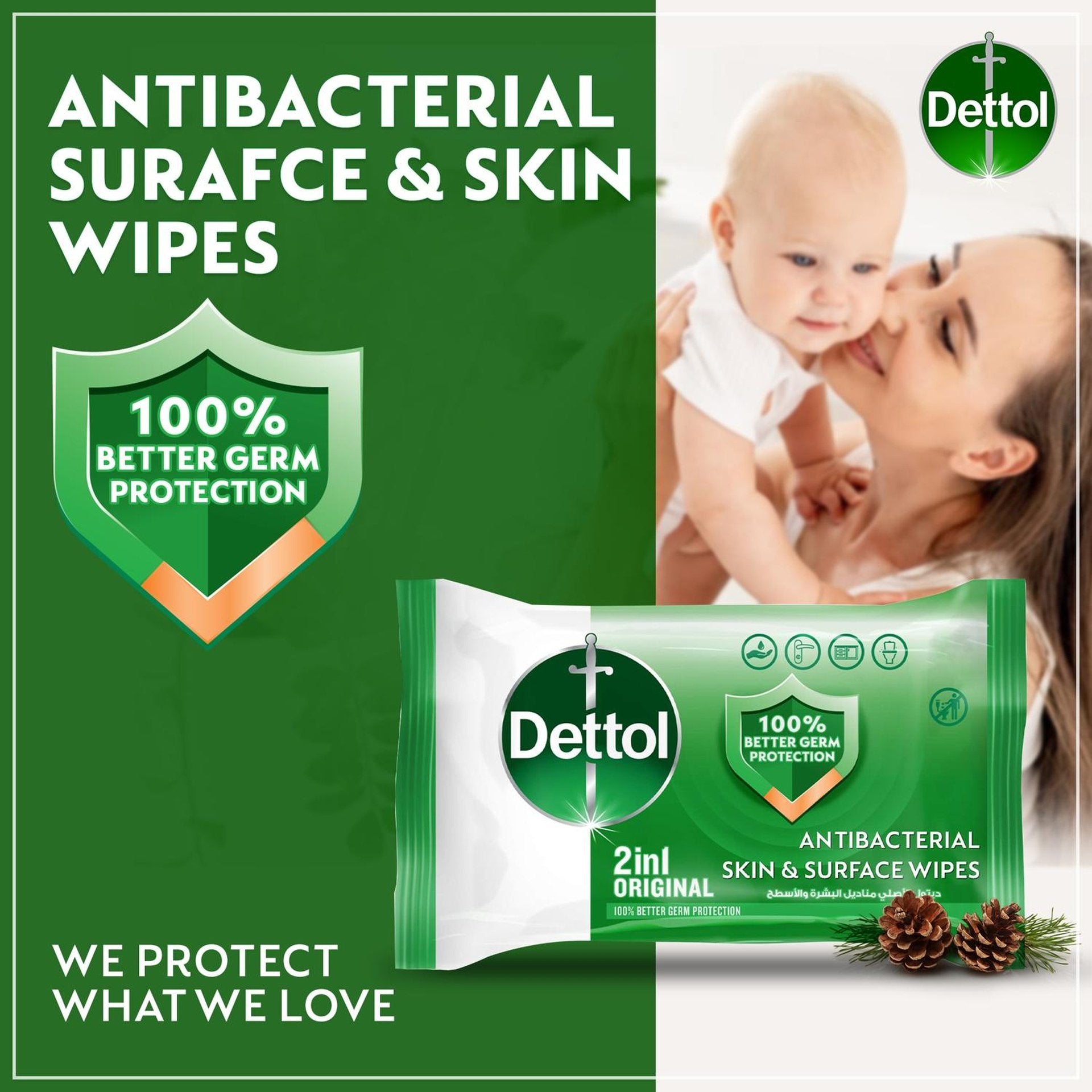 Dettol Original Antibacterial Skin and Surface Wipes 40 pcs