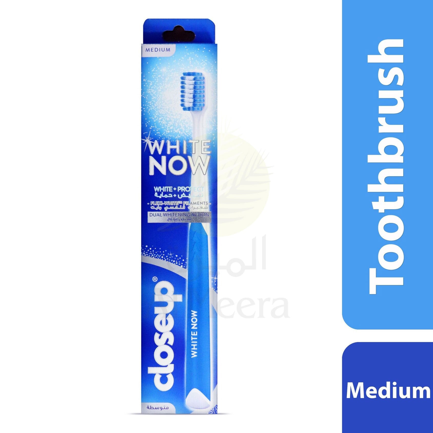 Closeup White Now Blue & White Medium Toothbrush