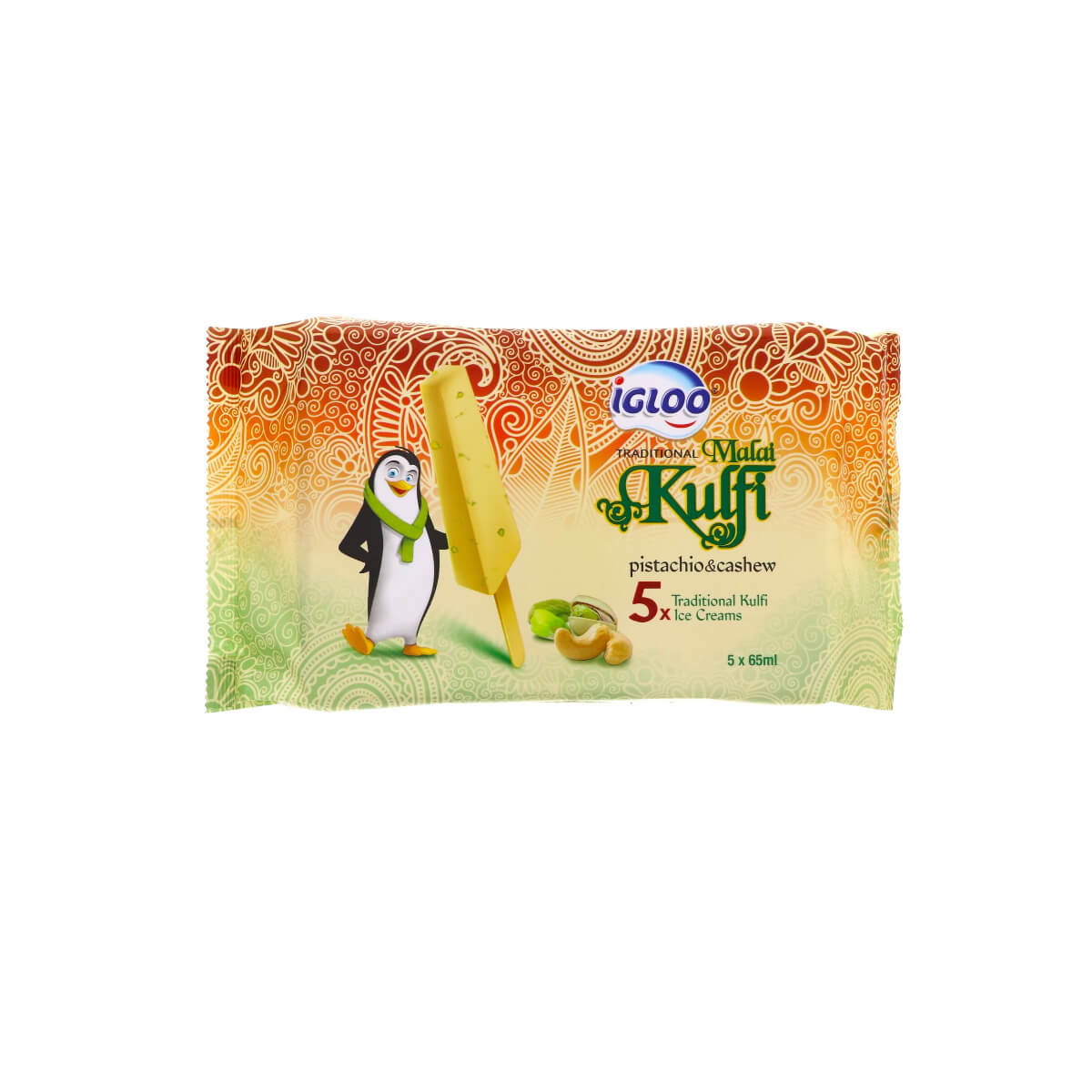 IGLOO MALAI KULFI PISTACHIO&CASHEW 5X65ML