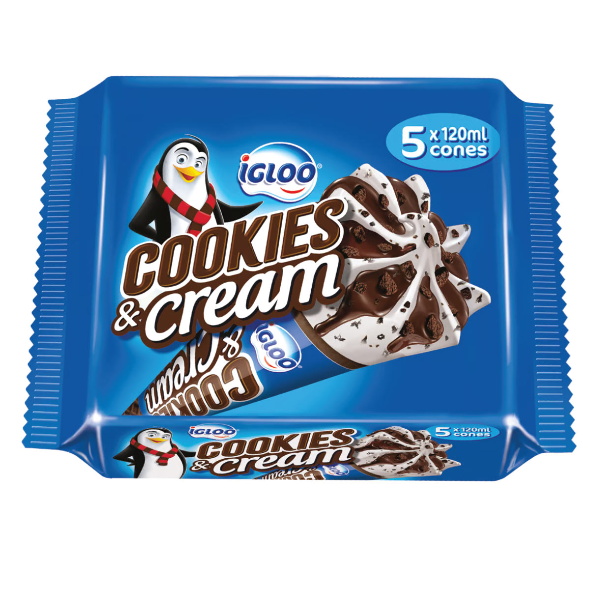 IGLOO COOKIES & CREAM ICE CREAM CONES 5X120ML