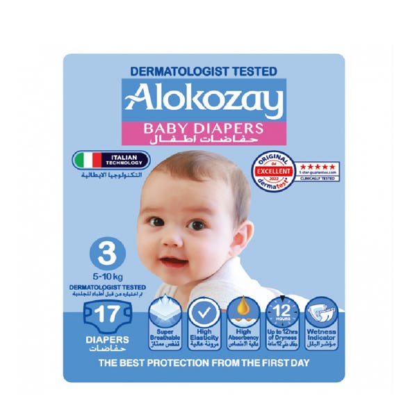 Alokozay Baby Diapers Size 3 (5-10kg) 17's