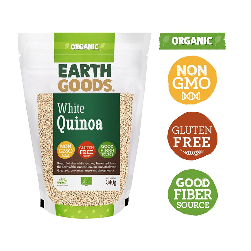 Earth Goods Organic White Quinoa Grains - GMO free, gluten free 340 GM