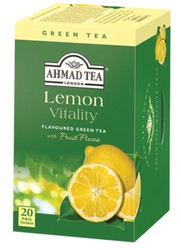 Ahmad Tea Lemon Vitality Green Tea Bags With Fruit Pieces