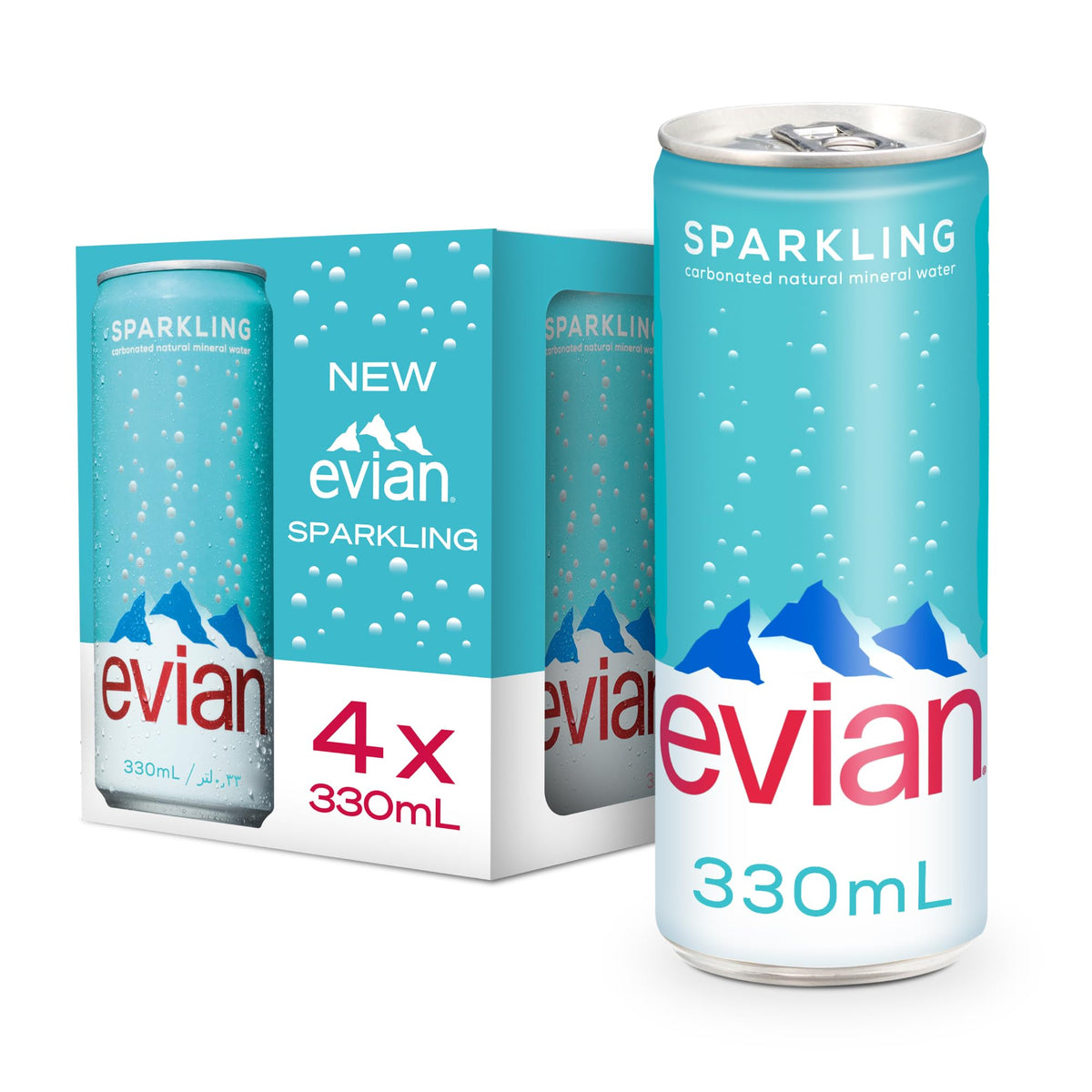 Evian Sparkling Natural Mineral Water (4x330ml) 4x330ml
