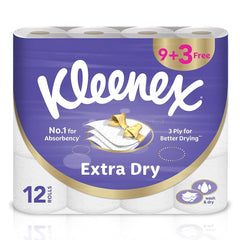 Klenex 3 Ply Extra Dry 9+3 Free 12Rolls