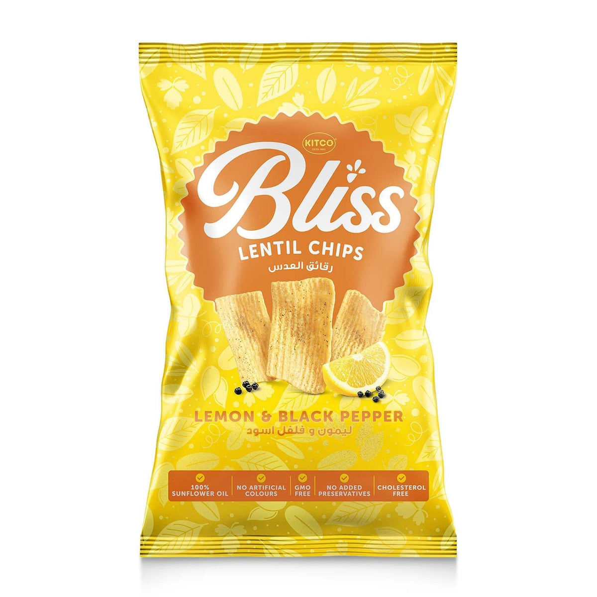 Kitco Bliss Lemon & Black Pepper Lentil Chips - gluten free