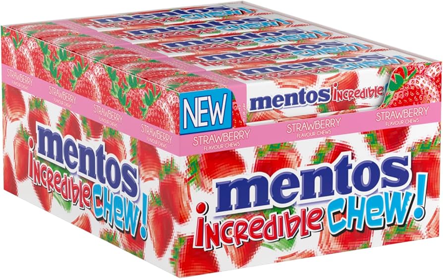 MENTOS CHEW CANDY STRAWBERRY  X24PC OTR
