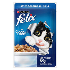 Purina Felix Wet Food With Sardines In Jelly For Adult Cats 85g