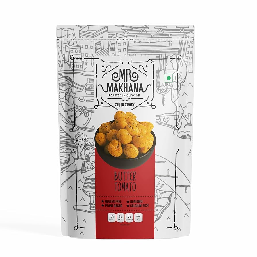 Mr.Makhana Roasted Butter Tomato Popped Lotus Seeds in Olive Oil 75gm