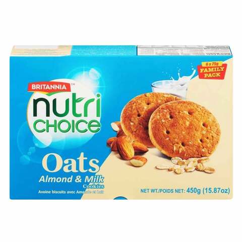 Britannia Nutri Choice Oats Cookies with Almonds & Milk 75g X6