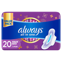 Always All In One Ultra Thin Large Pads With Wings 20Pack