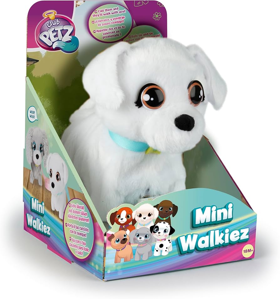 Club Petz Mini Walkiez White Puppy Electric Plush Toy 1pcs