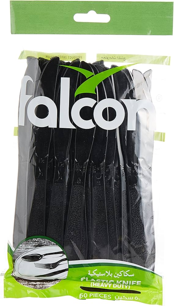 Falcon Black Disposable Plastic Knives