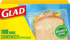 GLAD SANDWICH ZIPPER BAGS 100