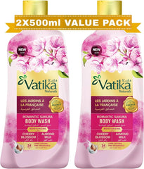 Vatika Naturals 24H Moisturizing Body Washes Cherry Blossom Scent With Almond Milk (Super Value Pack)