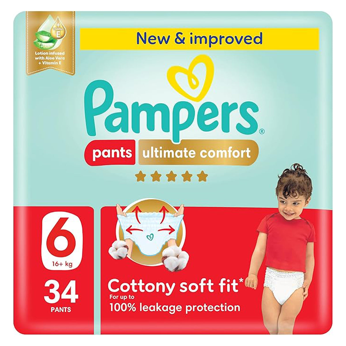 Pampers Ultimate Comfort Baby Diaper Pants with Aloe Vera Lotion & Vitamin E Size 6 (16+ kg)