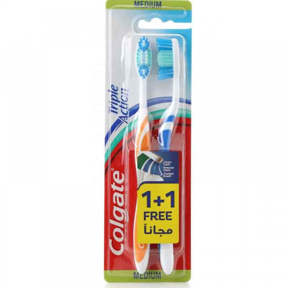 Colgate Triple Action Medium Toothbrushes 2 PER PACK