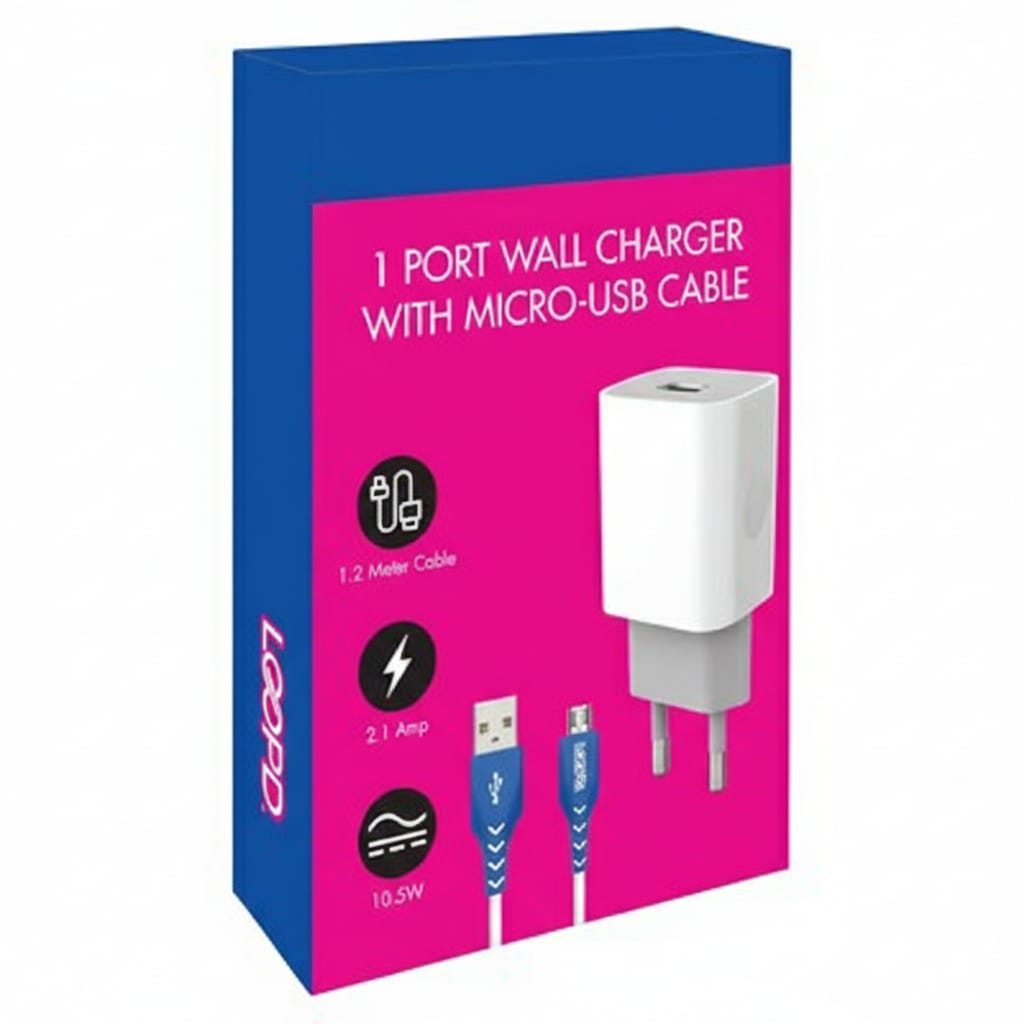 Digit USB Port Wall Charger With Micro USB To USB Cable - White, 3 Pin