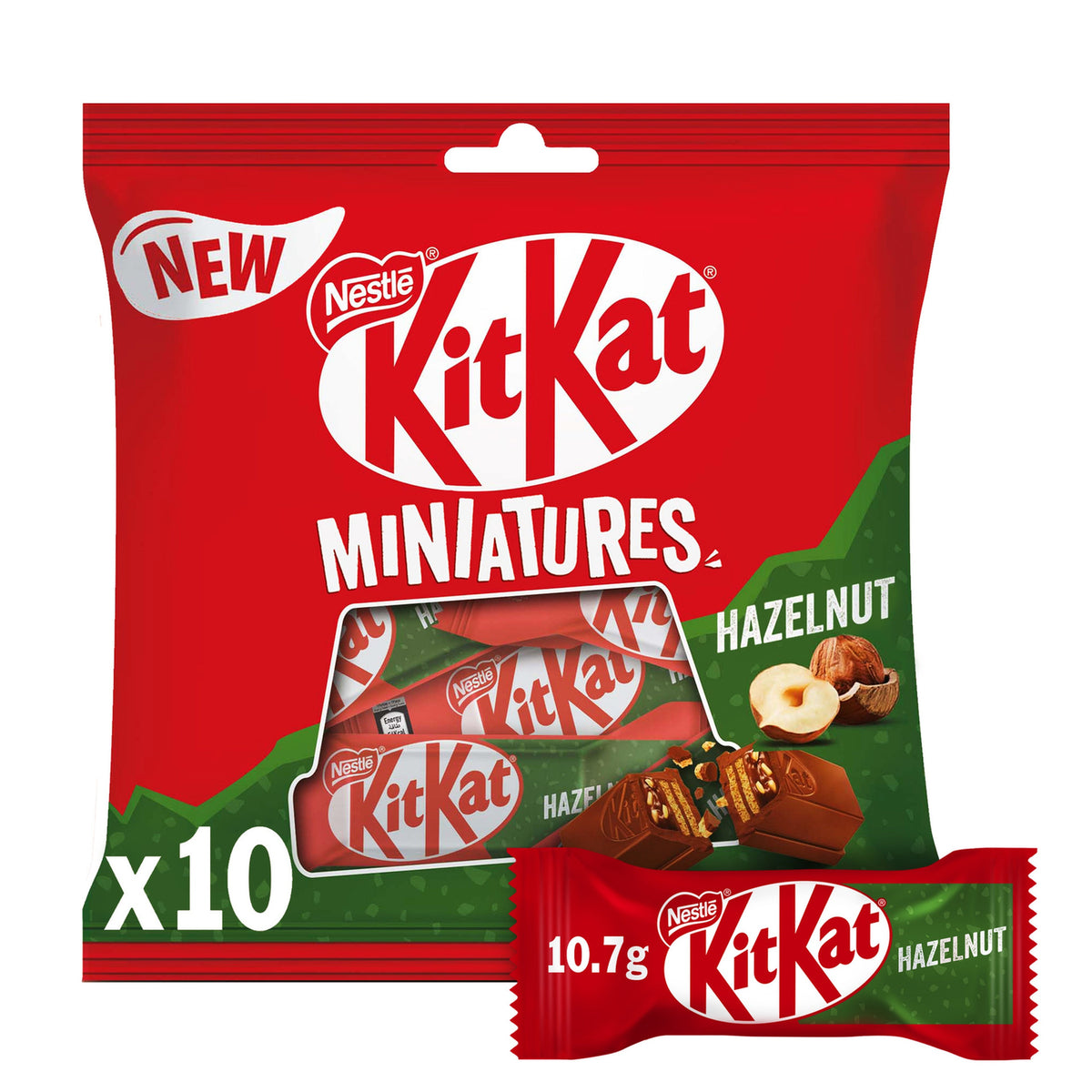 KitKat Miniature Chocolate Bars with Hazelnut (10 Pieces) 107GM