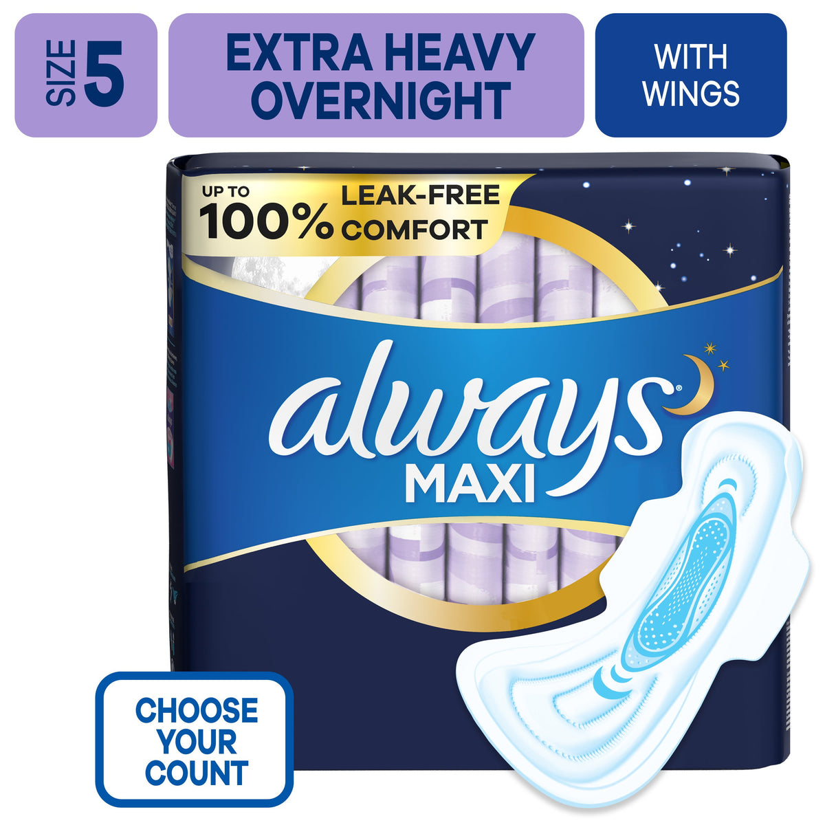 Kotex Maxi Thick Super Pads For Heavy Flow With Wings 60Per Pack