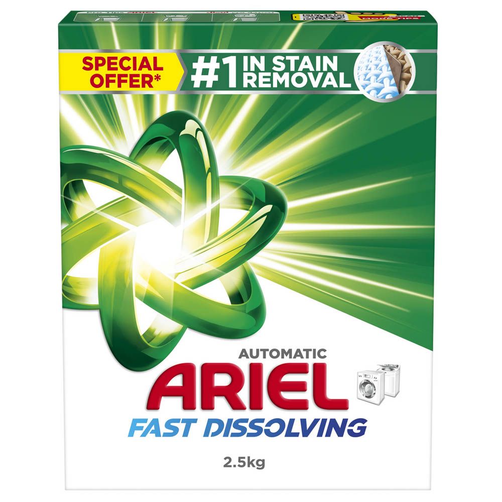 Ariel Fast Dissolving Automatic Laundry Detergent Powder Top & Front Load 2.5KG