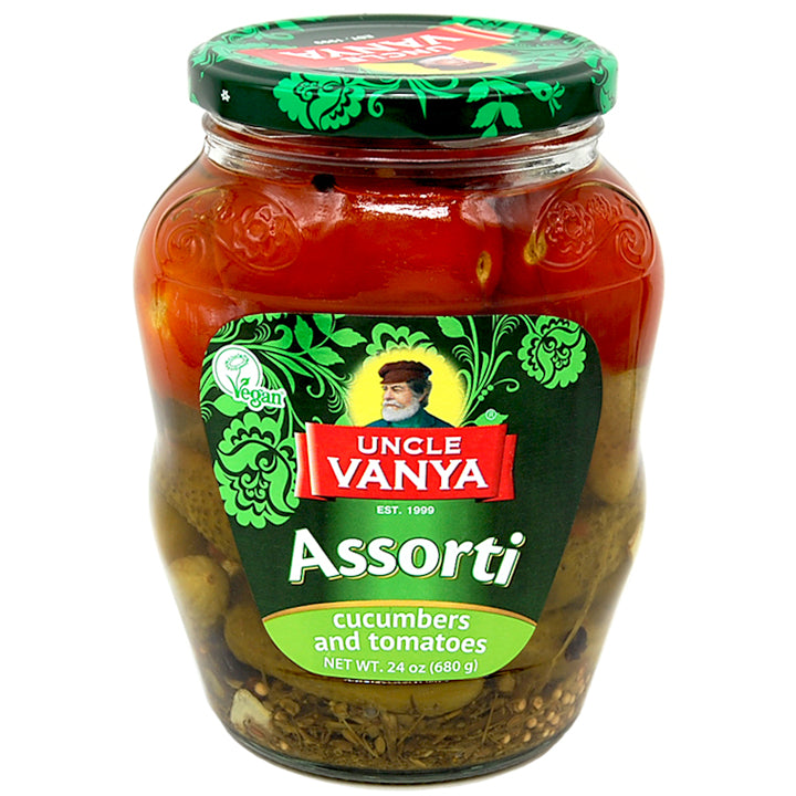 Uncle Vanya Assorted Vegetables, Pickled Cucumbers and Tomatoes, 680g