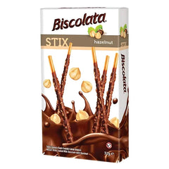 Biscolata Stix Biscuit Sticks Coated with Milk Chocolate & Hazelnuts 32gm