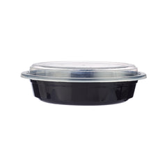 Hilal Pack Black 24oz Microwavable Round Containers With Clear Lids (24.5x23.5x6cm)
