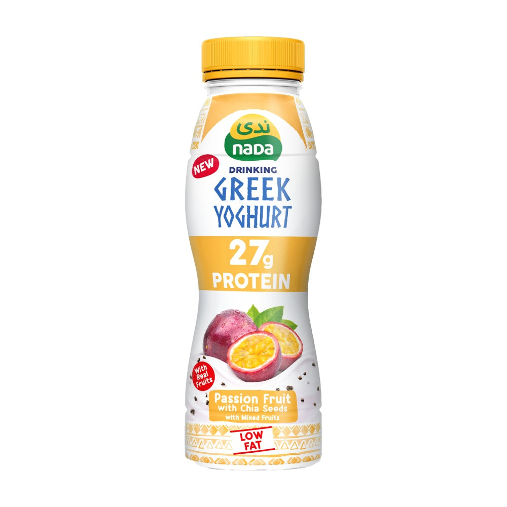 Nada Low Fat 27g Protein Passion Fruit Greek Yogurt Drink with Chia Seeds 330ml