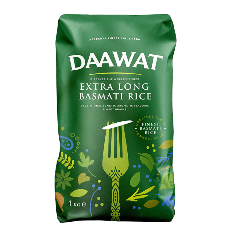 DAAWAT EXTRA LONG GRAIN BASMATI RICE 1KG