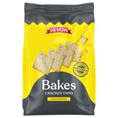 BAKES CRACKER THINS SALT&PEPPER 125GM