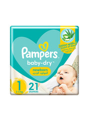 Pampers Rash Protection Newborn Baby Diapers With Aloe Vera Lotion Size 1 (2-5kg) 21pcs