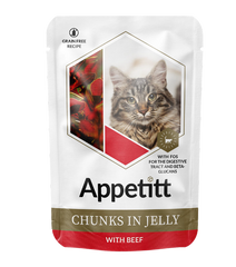 Energy Wet Food with Beef Chunks in Jelly for Adult Cats 85gm