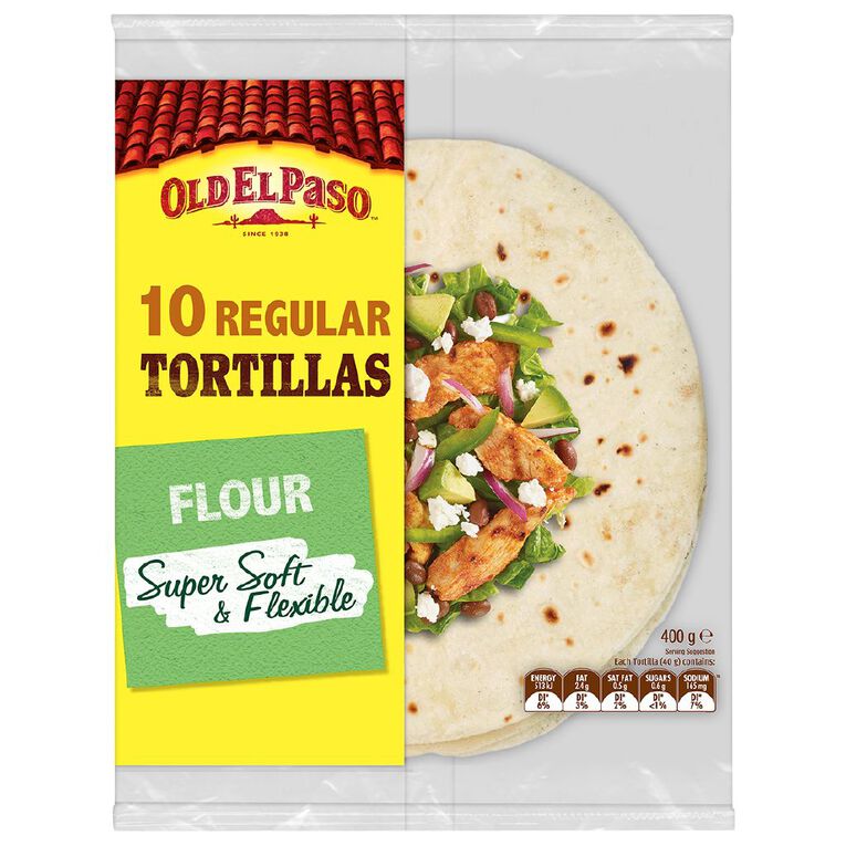 OLD EL PASO SOFT & FLEXIBLE REGULAR FLOUR TORTILLAS (10 PIECES)
