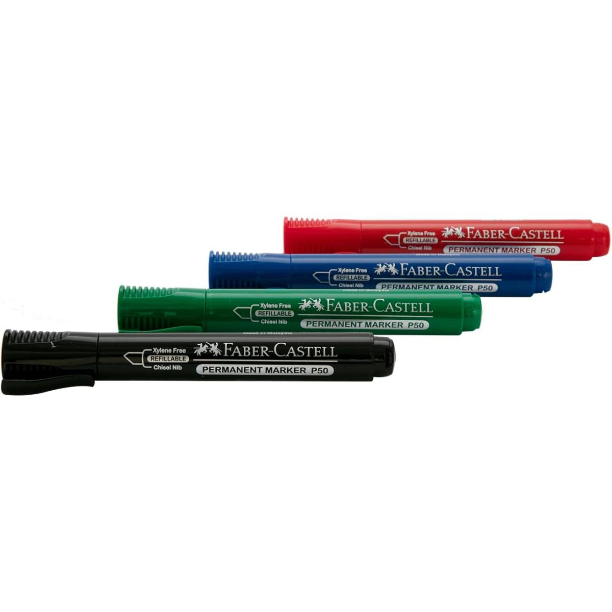 Faber-Castell P50 Red Ink Chisel Tip Refillable Permanent Marker