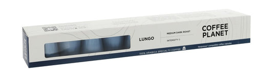 Coffee Planet Lungo Arabica Coffee Capsules Medium Dark Roast - Intensity 6