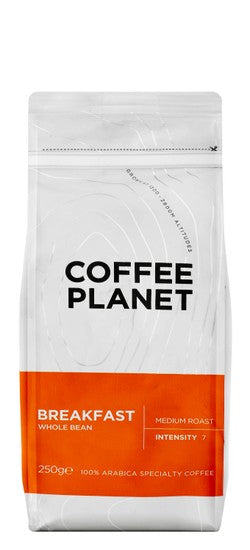 Coffee Planet Breakfast Arabica Coffee Beans Medium Roast - Intensity 7