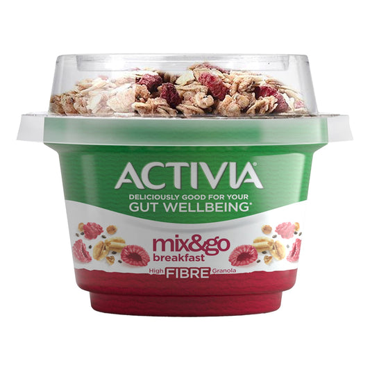 Activia Mix & Go Breakfast Plain Greek Yogurt With Raspberry & Chia Granola 170Gr