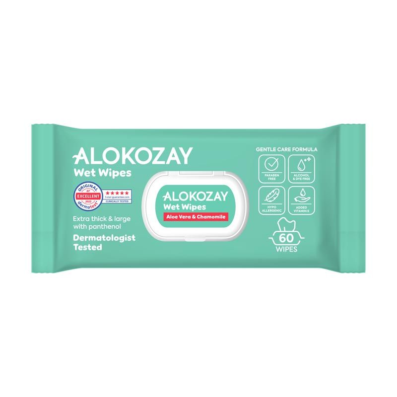 Alokozay Hypoallergenic Baby Wipes with Panthenol, Aloe Vera & Camomile 60wipes