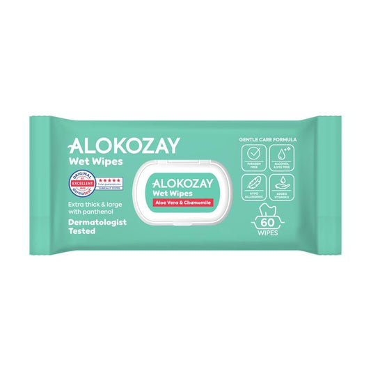 Alokozay Hypoallergenic Baby Wipes with Panthenol, Aloe Vera & Camomile 60wipes