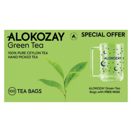 Alokozay Green Tea Bags With Free Mug 100Per Pack