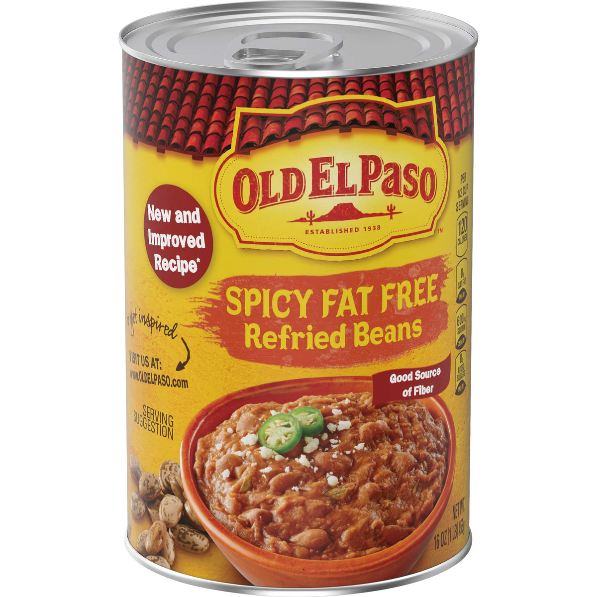 OLD EL PASO SPICY FAT FREE REFRIED BEANS 453G