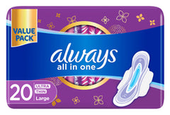 Always All In One Ultra Thin Large Pads With Wings 20Pack