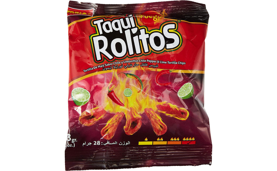 Trikos Taqui Rolitos Tortilla Chips Hot Chile Pepper & Lime Flavor 28gm