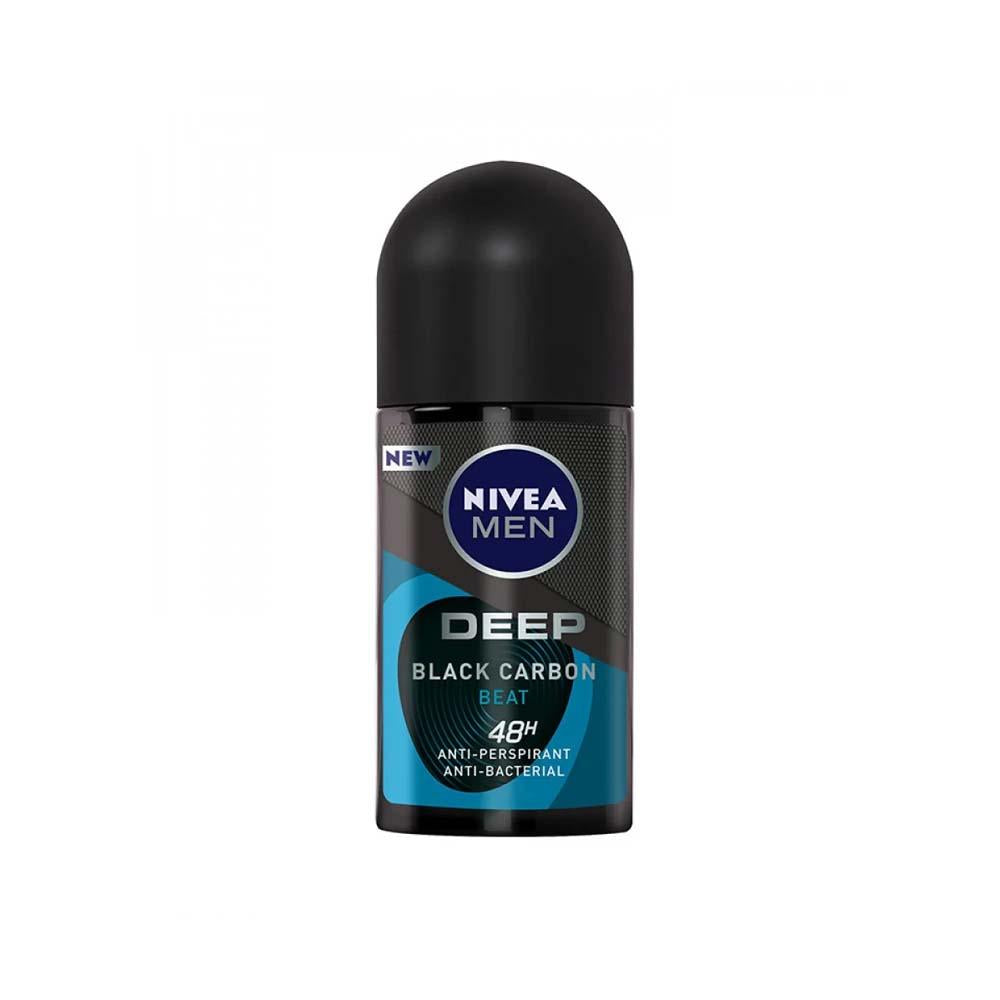 Nivea Men Deep Black Carbon Beat 48H Antiperspirant & Antibacterial Roll 50ml
