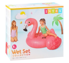 Intex Wet Set Collection Pink Flamingo Ride On Inflatable Floating Tube (70X53 Inch) (3+ Years)