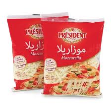 PRESIDENT SHREDDED MOZZARELLA CHEESE 200 GM X2