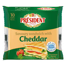 PRESIDENT PROCESSED CHEDDAR CHEESE (10 SLICES) 200 GM